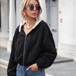 Shein black and white cropped jacket